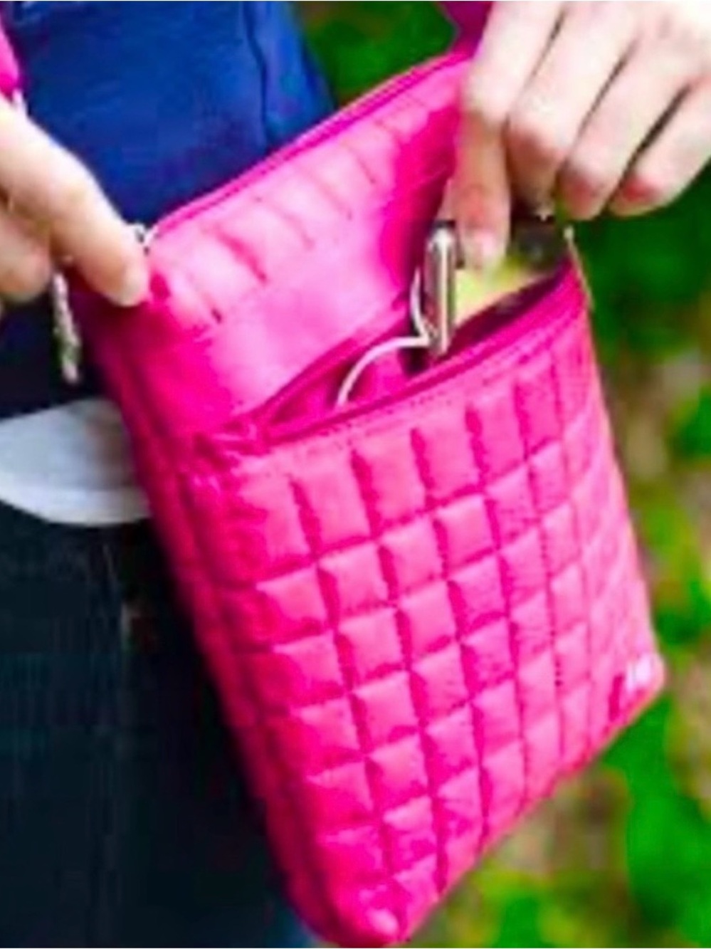 Lug Quilted Zipper Crossbody Shoulder Travel Bag Pink Purse
